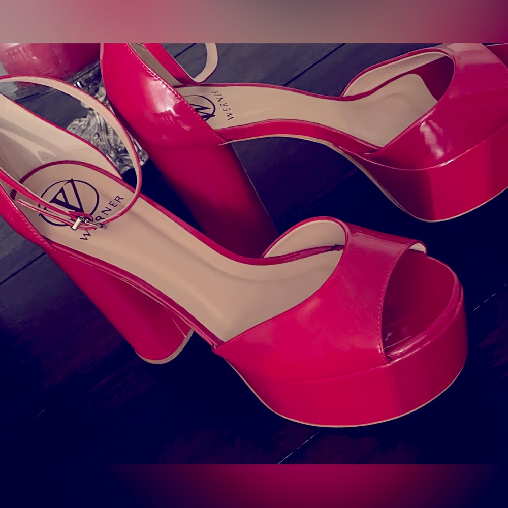 Werner Red Platform Heels - Picture 11 of 12